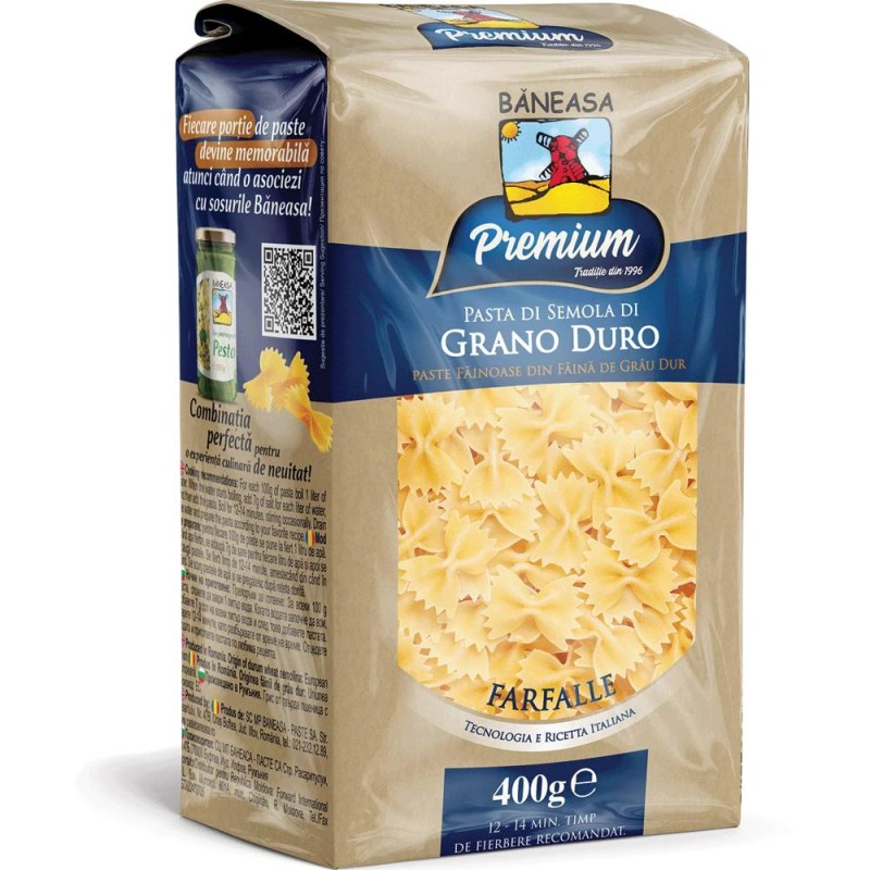 Paste din Grau Dur, Farfalle, Baneasa Premium Al Bronzo, 400 g