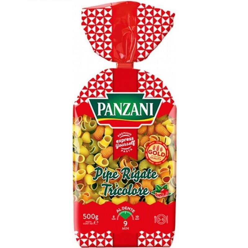 Paste Fainoase Pipe Rigate, Panzani, Tricolore, 500 G