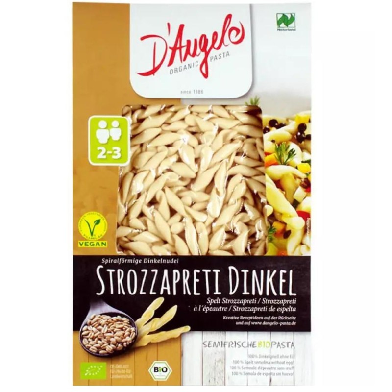 Paste Strozzapreti Bio din Grau Spelta, 250 g, D'Angelo