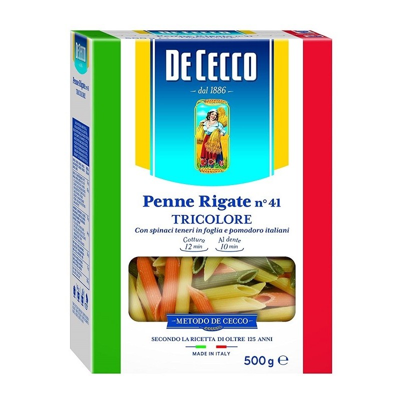 Paste Tricolore Penne Rigate De Cecco 500 g
