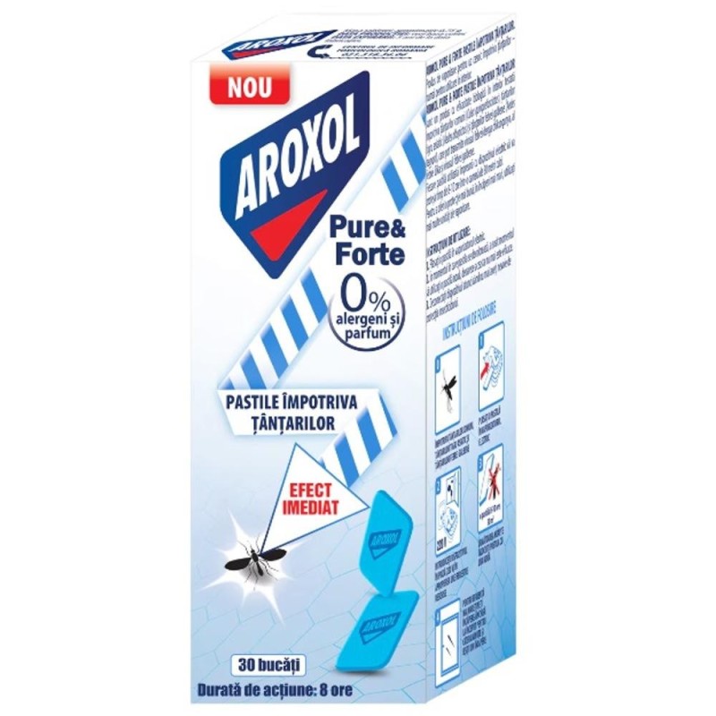 Pastile Impotriva Tantarilor Aroxol, Pure & Forte, 30 Bucati