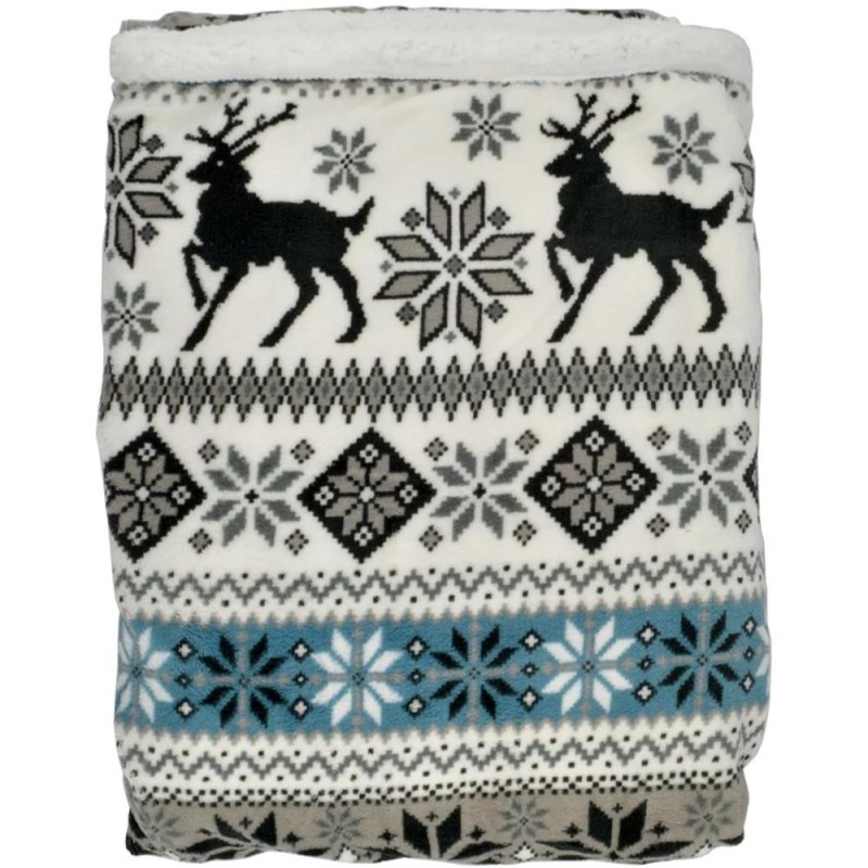 Patura Sherpa, Poliester, 130 x 170 cm, Model Craciun, Perfect Home