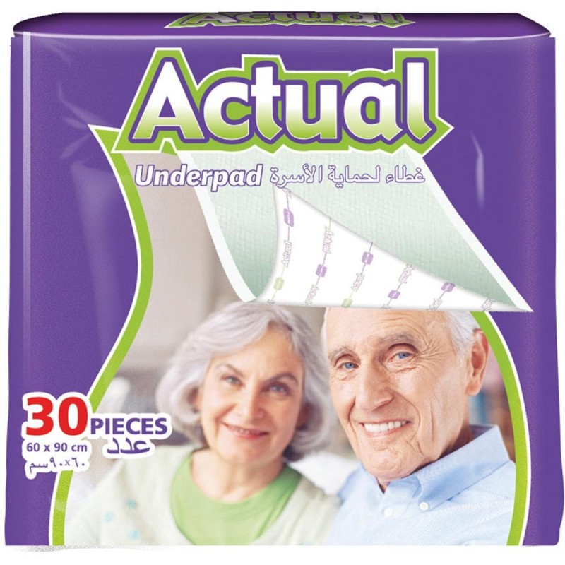 Paturici Absorbante pentru Pat, Actual Double, Adulti, 90 x 60 cm, 30 Bucati