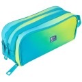 Penar Tip Etui, Dreptunghiular, Oxford, Gradient, 3 Compartimente, Galben/Turcoaz