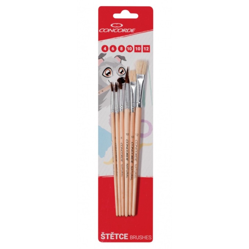 Pensule, Nr. 4, 6, 8, 10, cu Varf Rotund, Ascutit si Tesite, Nr. 10, 12, Volf Concorde