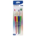 Pensule Soft Grip, 4 Bucati, Rotunde, Numarul 2, 6, 10+, Multicolor