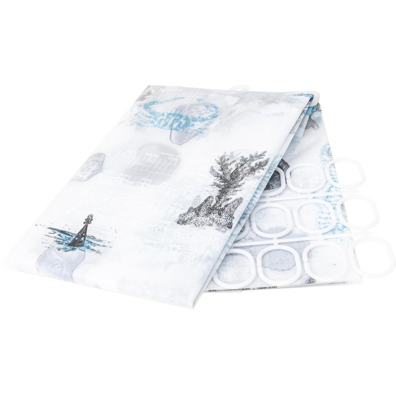 Perdea de Dus din Poliester, Panzata, 180 x 200 cm, Transparenta