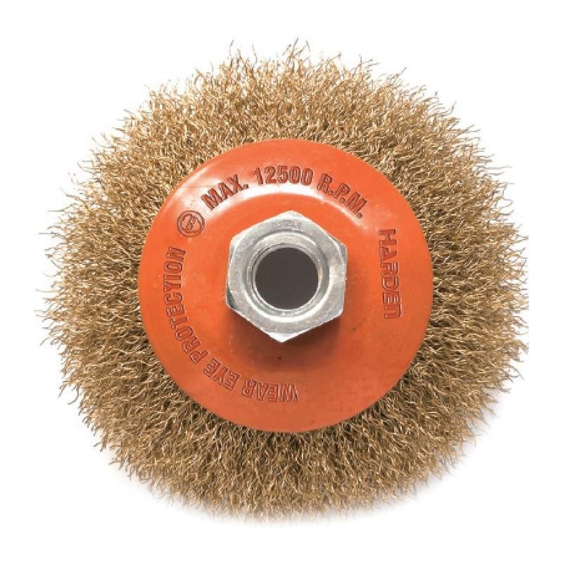 Perie Conica Sarma, 100 mm, Profesional, Harden, Prindere M14 x 2.0, Diametru Sarma 0.3, Piulita M14 x 2