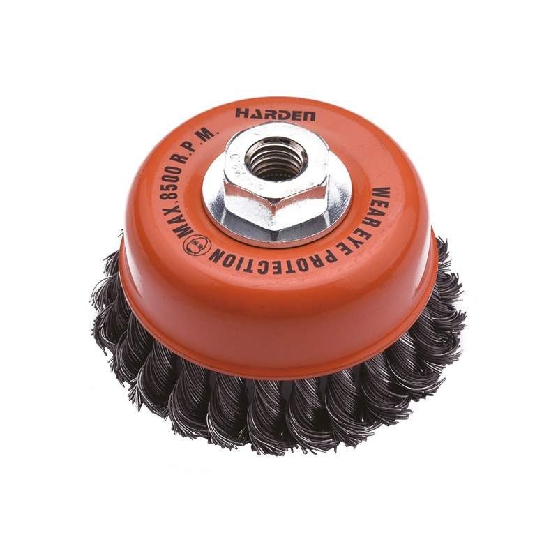 Perie de Sarma Rasucita, Harden, Diametru 75 mm, Prindere M10 x 1.5, Diametru Sarma 0.5 mm