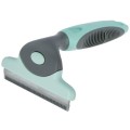 Perie Trimmer pentru Caini si Cai, Otel Inoxidabil si Silicon, 15 x 10 cm, Gri/Verde