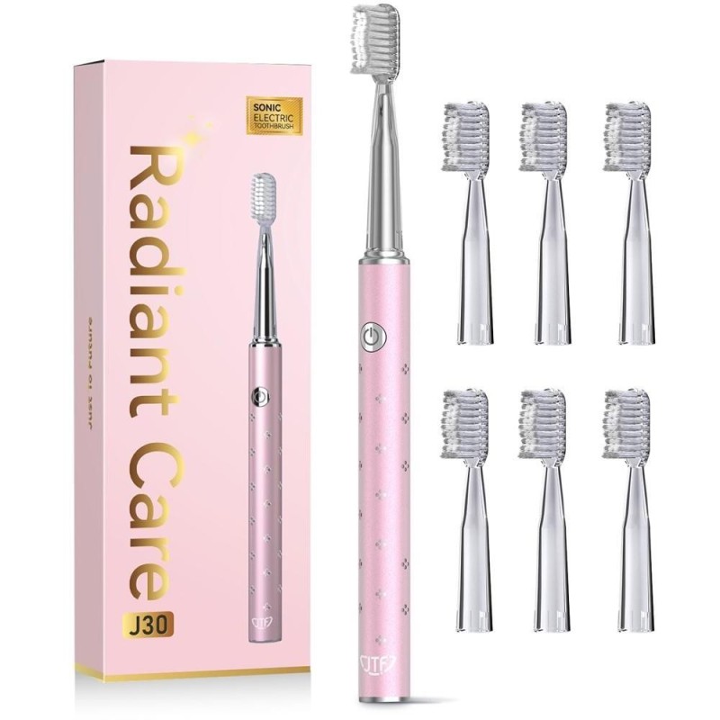 Periuta de Dinti Electrica JTF J30, Roz, Inclus 6 Capete Rezerva, Cablu Reincarcare