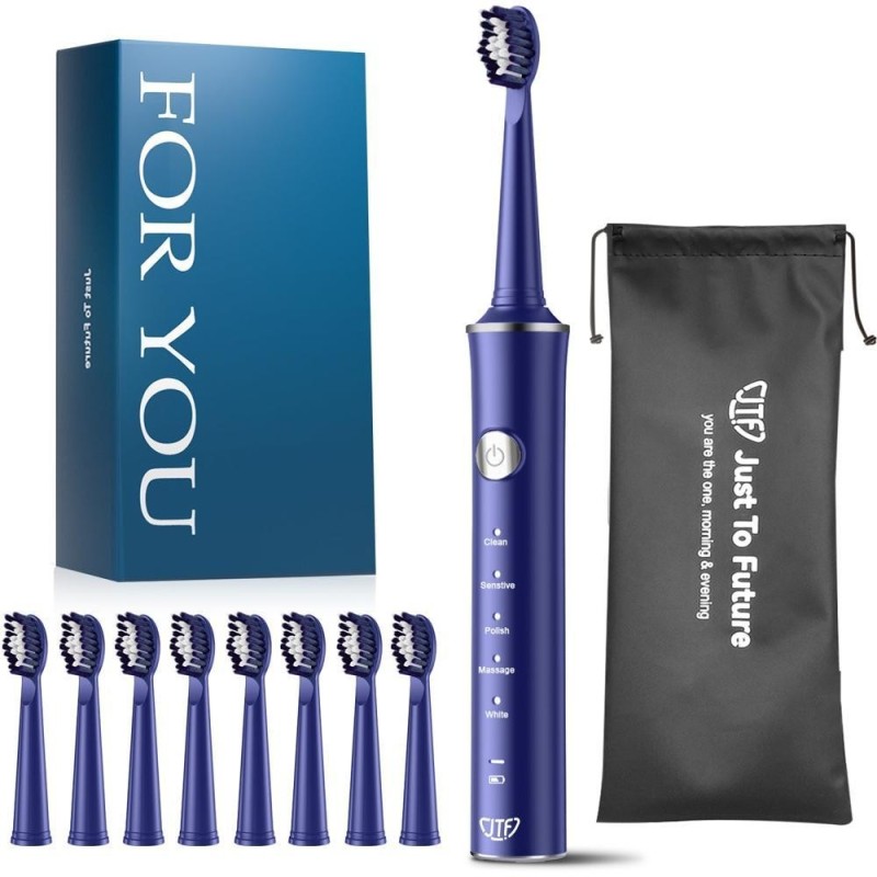 Periuta de Dinti Electrica JTF J40, Albastra, Inclus 8 Capete Rezerva, Cablu Reincarcare, Suport