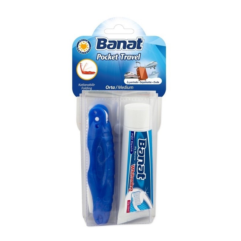 Periuta de Dinti si Mini Pasta de Dinti Banat, pentru Calatorie, 25 ml