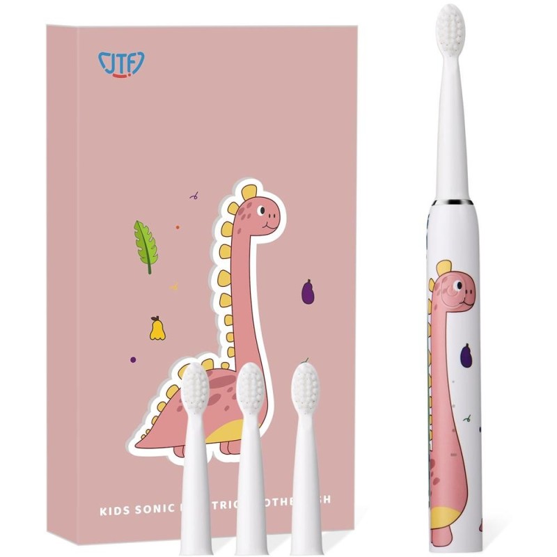 Periuta Dinti Electrica Copii, JTF Sonic, Roz, J20C, 4 Capete Periuta, Cablu Incarcare