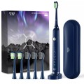 Periuta Dinti Electrica JTF Sonic, Albastra, P200, 6 Capete Periuta, Trusa Calatorie, Suport Incarcare