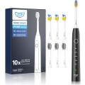 Periuta Dinti Electrica JTF Sonic, Neagra, P100, 6 Capete Periuta, Cablu de Incarcare, Suport