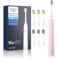 Periuta Dinti Electrica JTF Sonic, Roz, P100, 6 Capete Periuta, Cablu de Incarcare, Suport