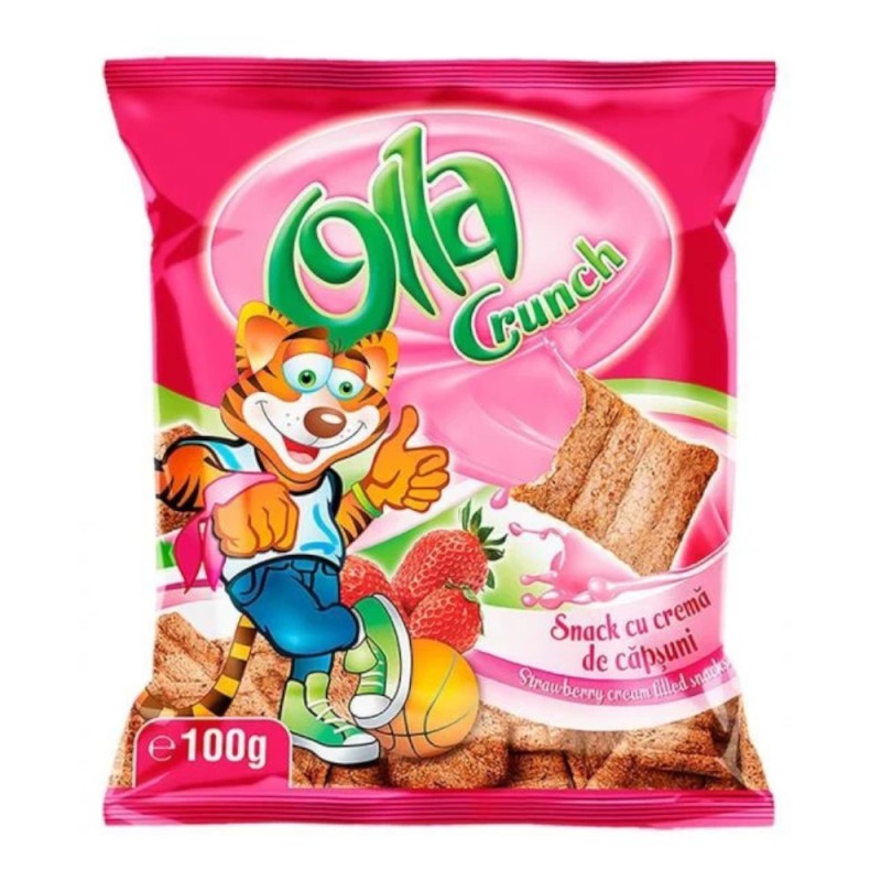 Pernite Olla, Crunch Snack, cu Crema de Capsuni, 100 g