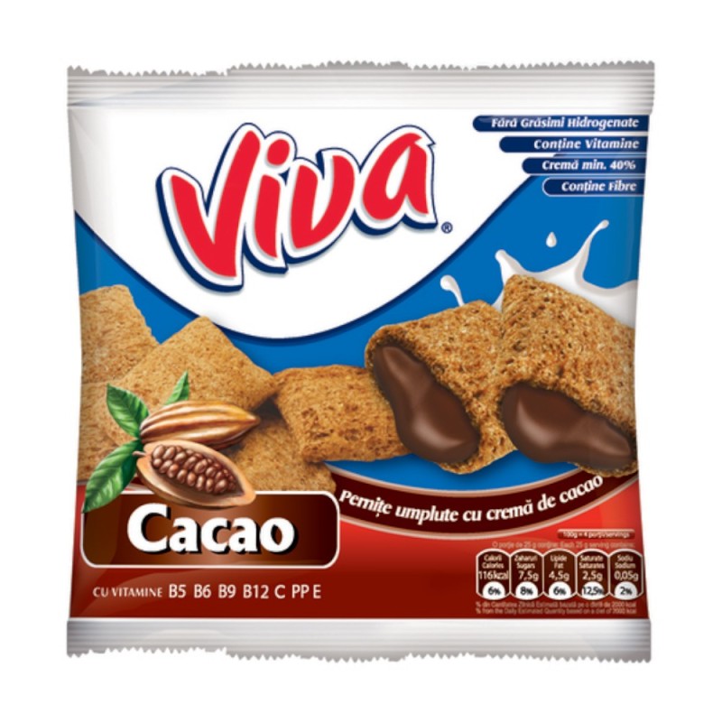 Pernite Umplute cu Crema de Cacao, Viva, 200 g