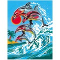 Pictura pe Numere Delfini in Valuri, 7 Culori, 22 x 30 cm