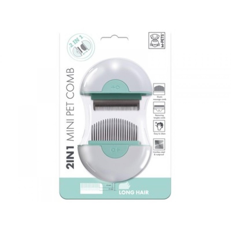 Pieptan Mini pentru Blana Lunga M-Pets, Menta, M-PETS