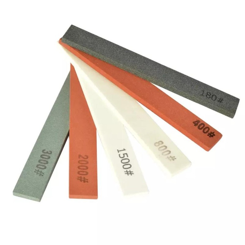 Pietre de Ascutit Cutite, Diverse Granulatii, 15 x 2 cm, 6 Bucati, Perfect Home