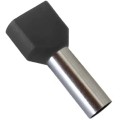 Pini Dubli, pentru Cablu 2 x 1.5 mm, Negri, 100 Bucati