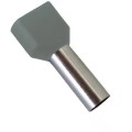 Pini Dubli, pentru Cablu 2 x 2.5 mm, Gri, 100 Bucati
