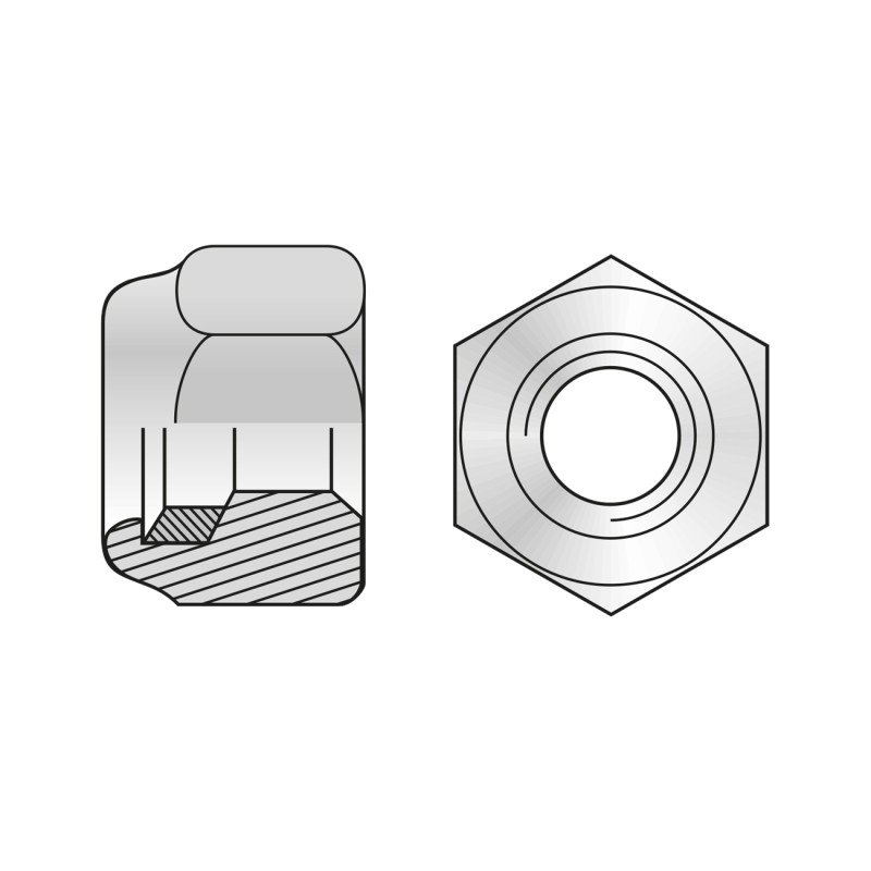 Piulita Hexagonala Inalta Autoblocare 982 Otel Gr.8 Zincat-M24