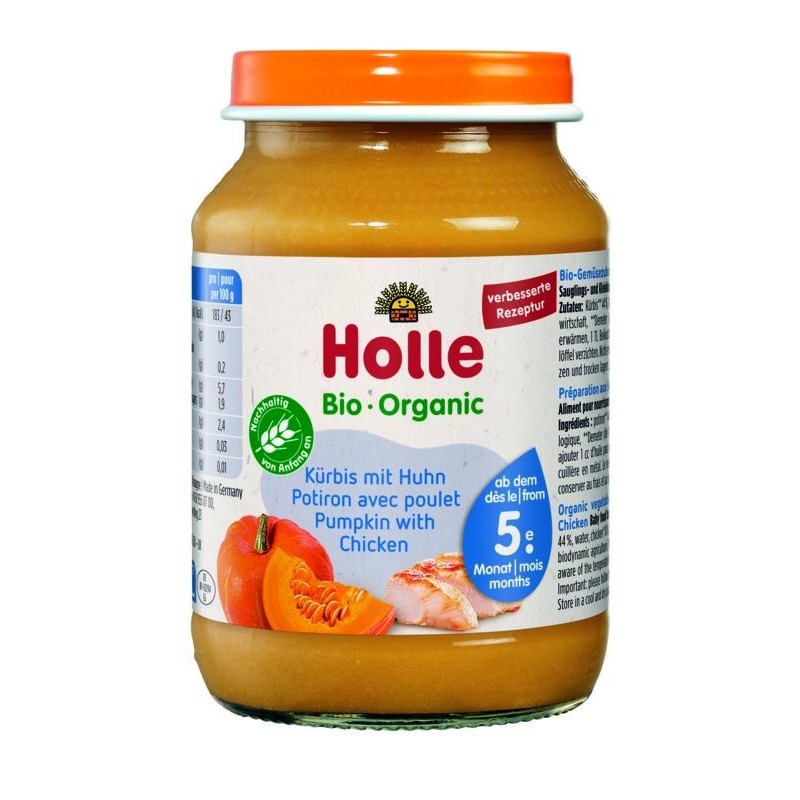 Piure de Dovleac si Carne Pui Eco, Holle Baby, 190 g