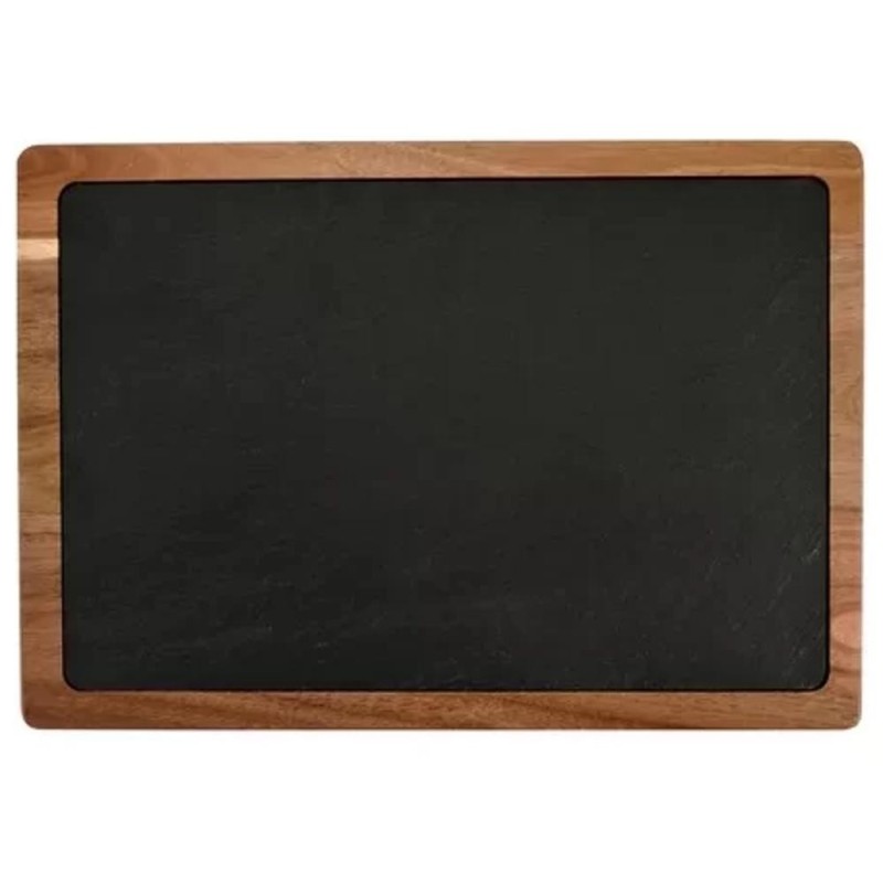 Platou Elegant din Piatra Ardezie, 33 x 23 cm, cu Suport din Lemn de Acacia