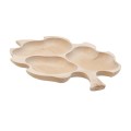 Platou in Forma de Frunza Stejar Mare pentru Servire, 3 Compartimente, Lemn de Fag, 52 x 38 cm
