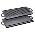 Plita Grill din Fonta, Doua Fete, 50.5 x 23.5 x 1.5 cm, Neagra, Newalor