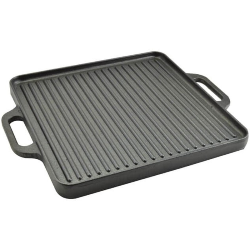 Plita Grill din Fonta, Patrata, cu 2 Fete, 33 x 33 cm, Perfect Home