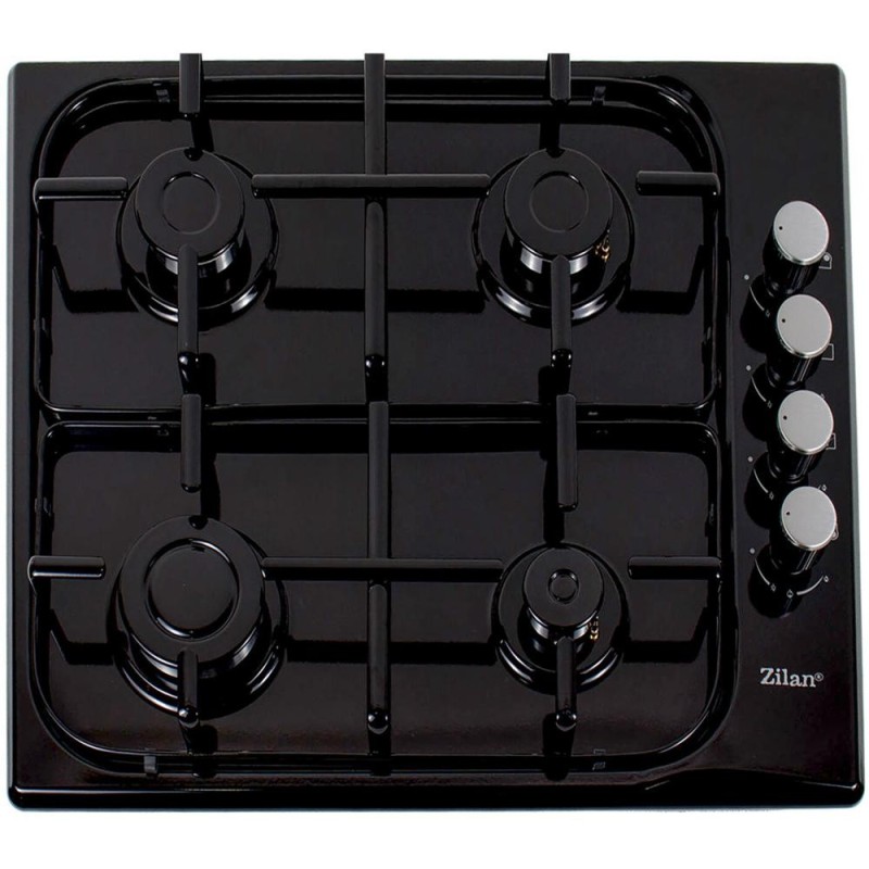 Plita Incorporabila cu Aprindere Electrica, 4 Ochiuri, Gaz GPL / Natural, Negru