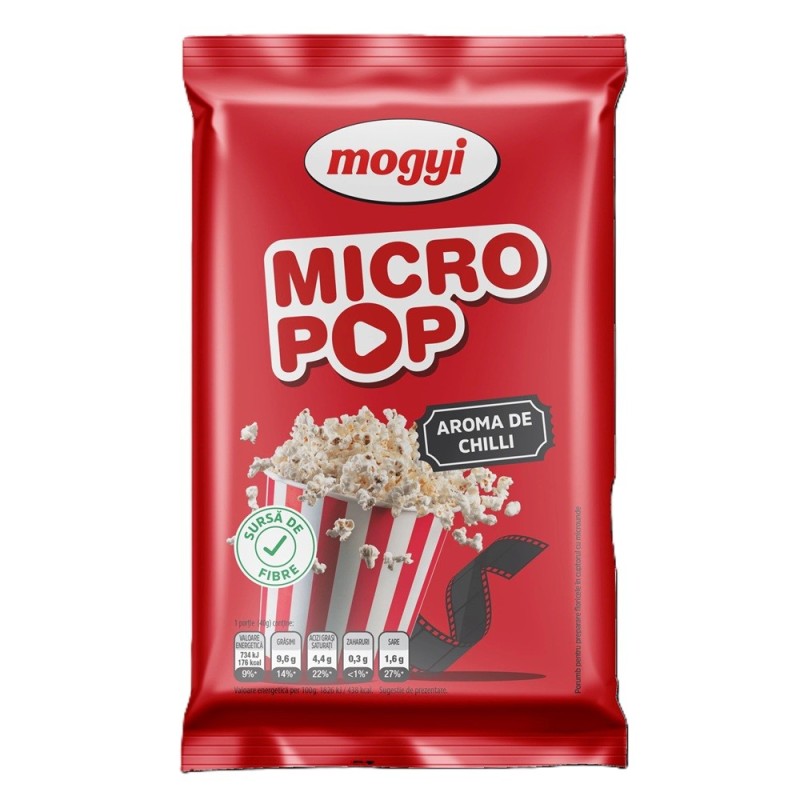 Popcorn cu Aroma de Chilli, pentru Microunde, Mogyi Micropop, 80 g