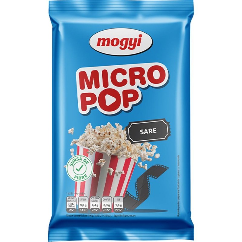 Popcorn cu Sare, Micro Pop, 80 g, Mogyi