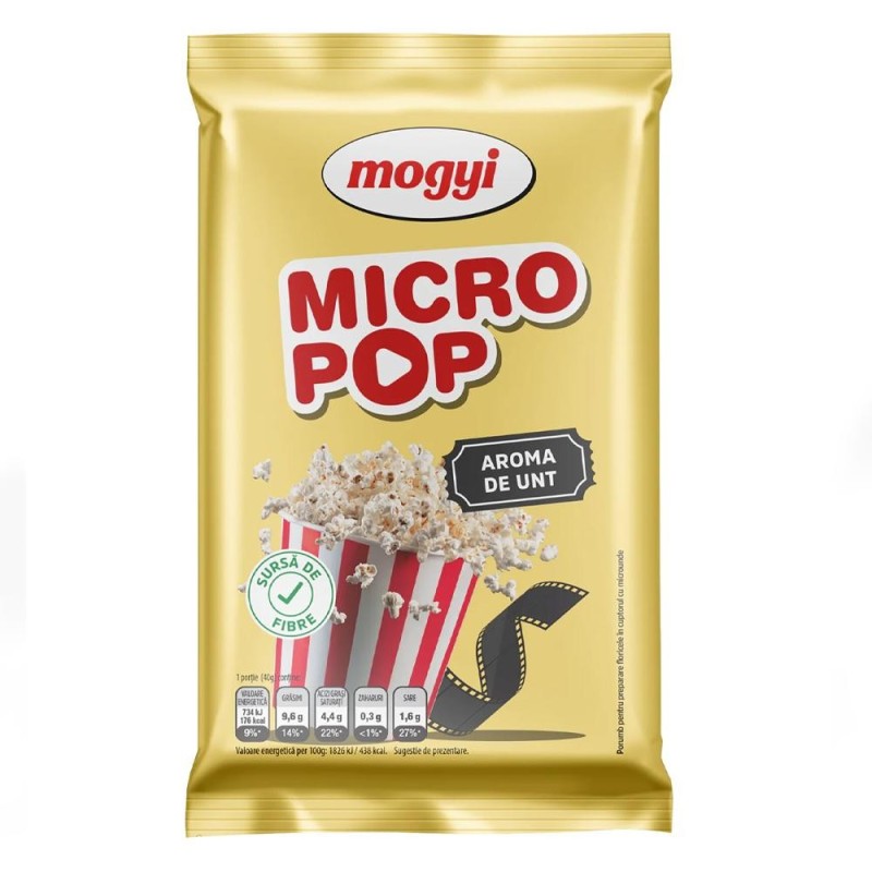 Popcorn cu Unt, Micro Pop, 3 x 80 g, Mogyi