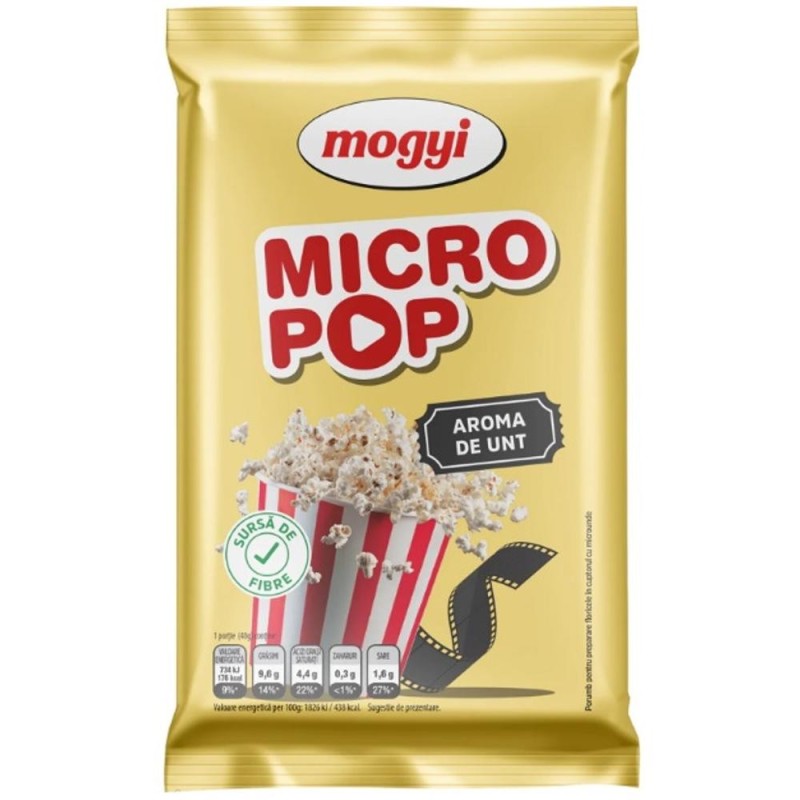 Popcorn cu Unt, Micro Pop, 80 g, Mogyi