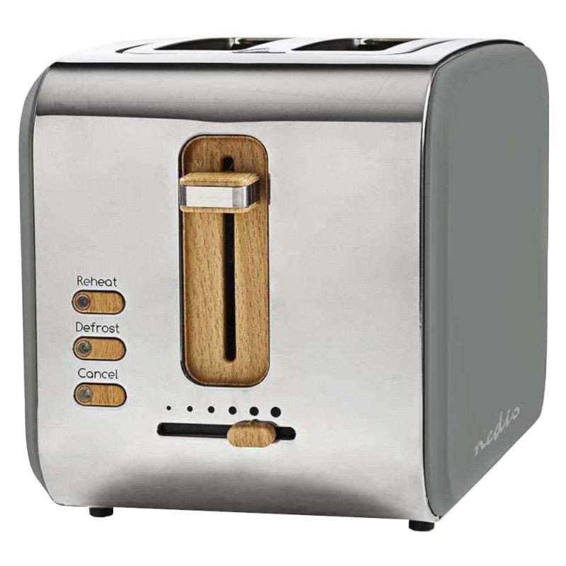Prajitor de Paine cu 2 Compartimente, 6 Niveluri de Rumenire, Gri, Nedis
