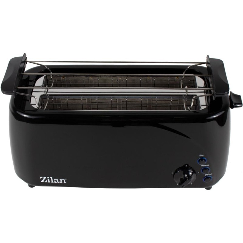 Prajitor de Paine, Putere 1400 W, 4 Felii, Long Slot, Functie Dezghetare, Negru