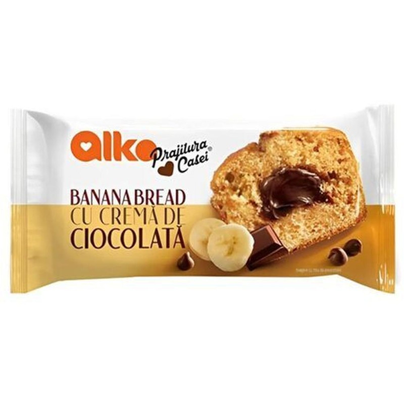 Prajitura Casei cu Piure de Banane si Crema de Ciocolata Alka, 55 g