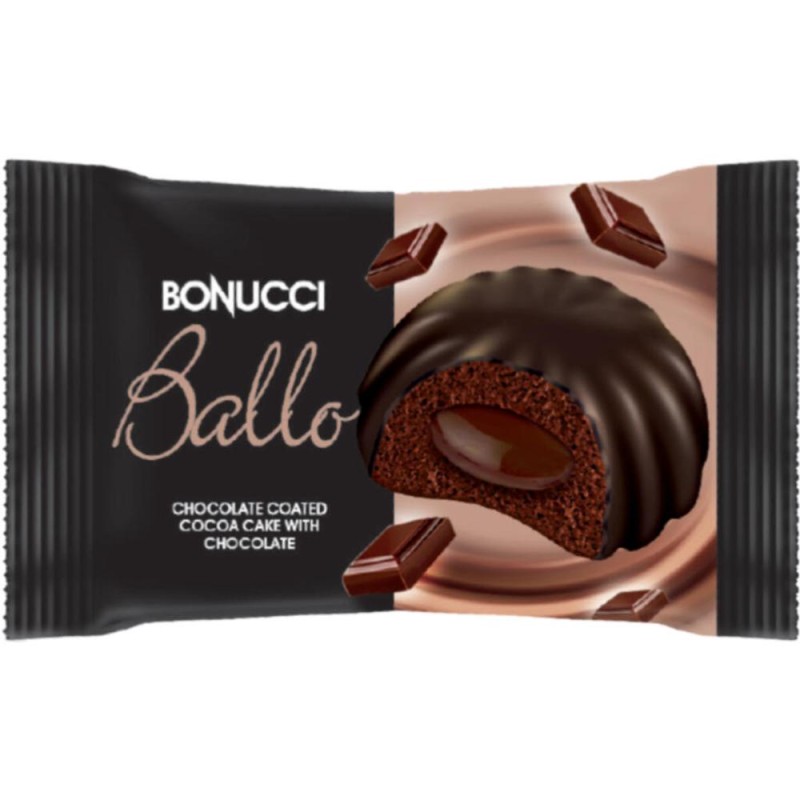 Prajitura cu Glazura de Ciocolata si Crema de Ciocolata Bonucci Ballo, 50 g