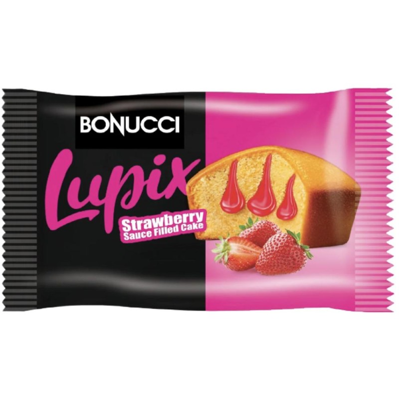 Prajitura cu Vanilie si Sos de Capsuni Bonucci Lupix, 40 g