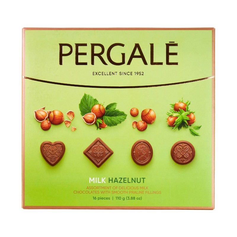 Praline Asortate, Pergale, Milk Hazelnut, cu Ciocolata si Alune, 110 g