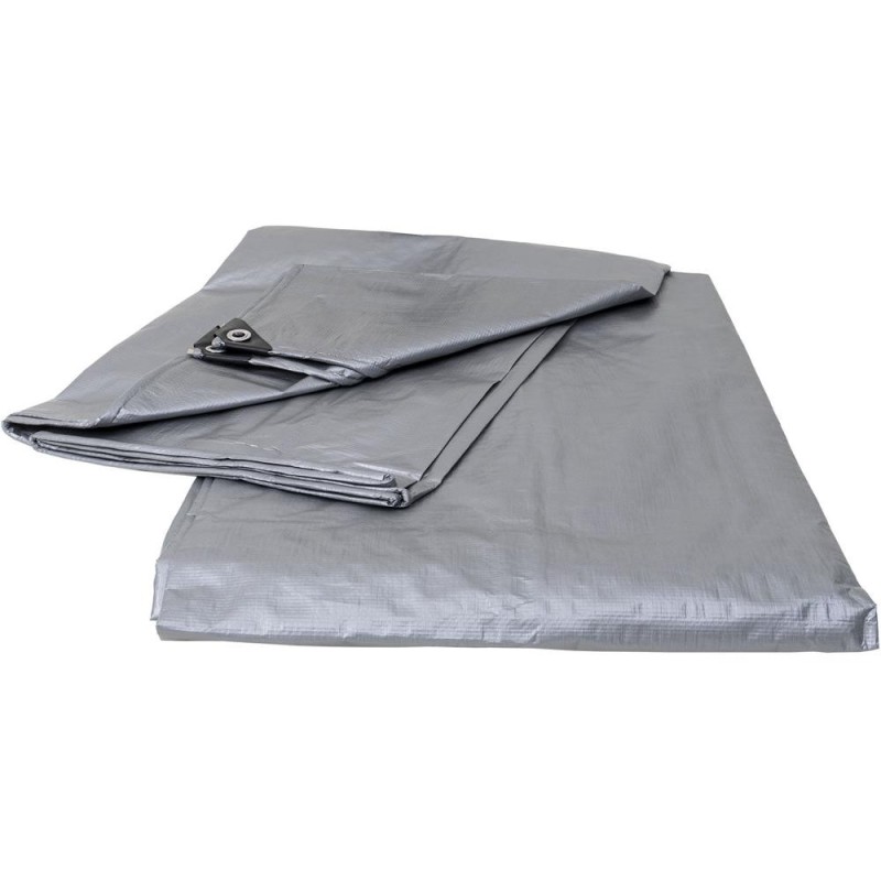 Prelata Impermeabila, 10 x 16 m, cu Inele de Prindere, UV, 130 g/mp, Argintie