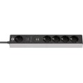 Prelungitor 5 Prize, 2 x USB, 1 x USB-C PD, 1.5 m, Negru / Gri, Brennenstuhl