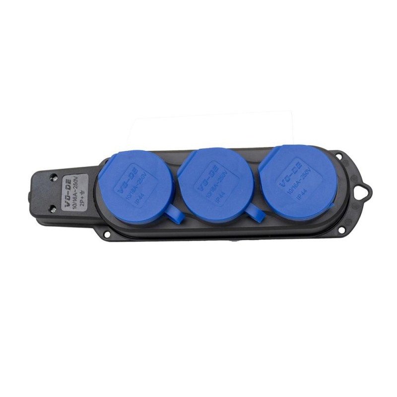 Prelungitor Cauciucat Exterior, 3 Lacasuri, fara Cablu, 16A, IP44