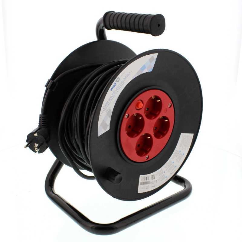 Prelungitor cu Derulator si Termosiguranta, 4 Cai, 20 m 1.0mm IP20, Well