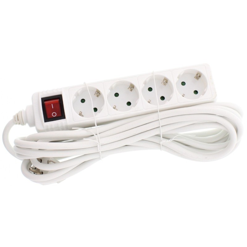 Prelungitor Electric cu Intrerupator, 4 Prize, Sectiune Cablu 3 x 1.5mm2, Lungime 5 m, Well